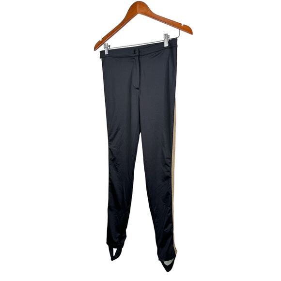 Forever 21 Black Metallic Gold Stripe Stirrup Pants Size L NWT - Picture 4 of 9